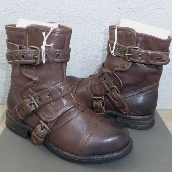❤️SALE UGG Italian Collection Elisabeta Moto Boots 5.5 NEW IN BOX - Picture 2 of 14